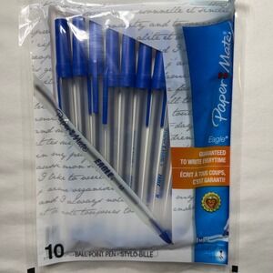 Paper Mate Eagle Ball Point Pens Blue Ink Medium 1.2mm 10 Count Capped  New 2009